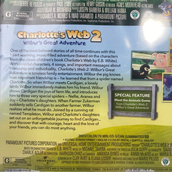 Charlotte's Web and Charlotte's Web 2 DVD NEW - Picture 4 of 4